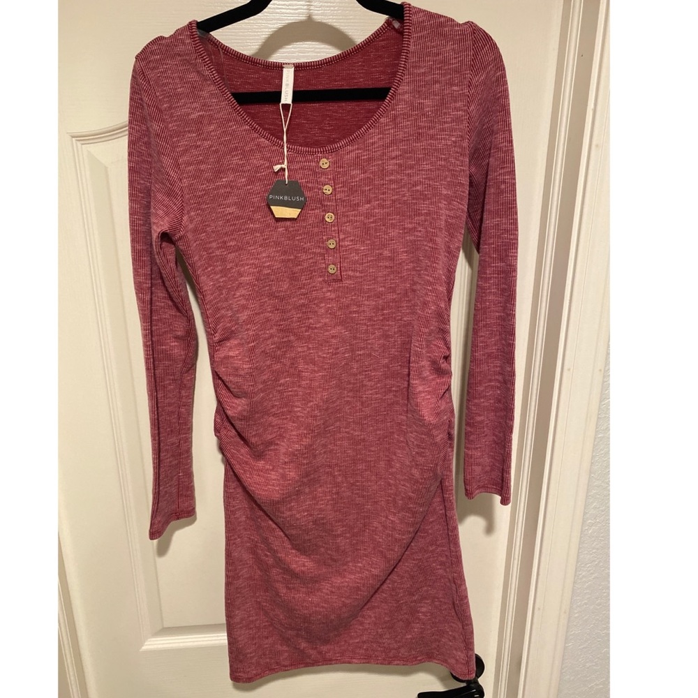 Pink blush thermal ruched maternity dress